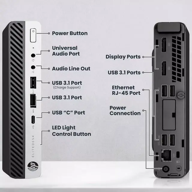 Alt view image 2 of 7 - HP EliteDesk 800 G3 Tiny Desktop Computer PC, Intel Quad Core i5-6500T upto 3.10GHz, 8GB DDR4 Ram, 128GB NVME, Built-in Wi-Fi , Keyboard & Mouse, Windows 11 Professional (Refurbished)