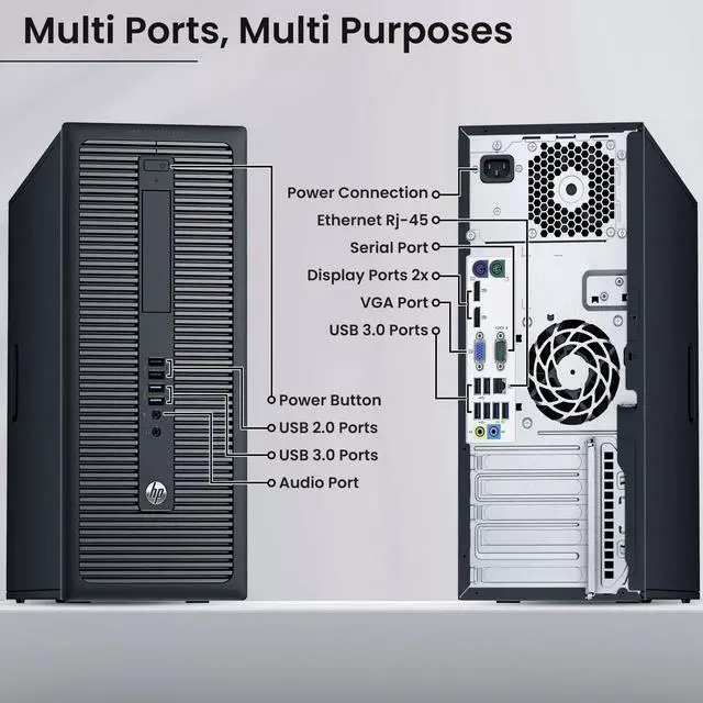 Alt view image 3 of 7 - HP 800 G2 Tower Desktop Computer PC, Intel Quad Core i7-6700 upto 4.00GHz, 32GB DDR4 Ram, 1TB SSD,NVIDIA GeForce GTX 1050Ti, Wi-Fi & Bluetooth, RGB Keyboard & Mouse, Windows 11 Professional