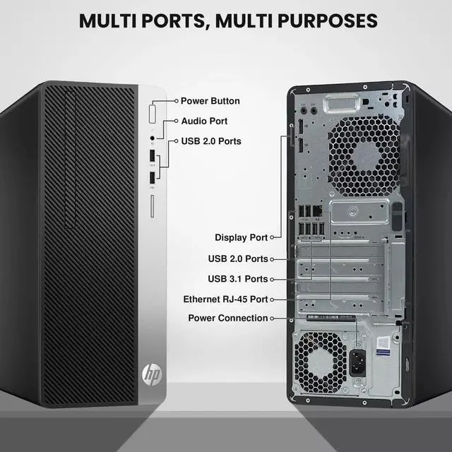 Alt view image 3 of 7 - HP EliteDesk 800 G3 Tower Desktop Computer PC, Intel Quad Core i5-6500 upto 3.60GHz, 16GB DDR4 Ram,1TB SSD,24Inch Monitor, NVIDIA GT1030, Wi-Fi, RGB Keyboard & Mouse, Windows 11 Professional