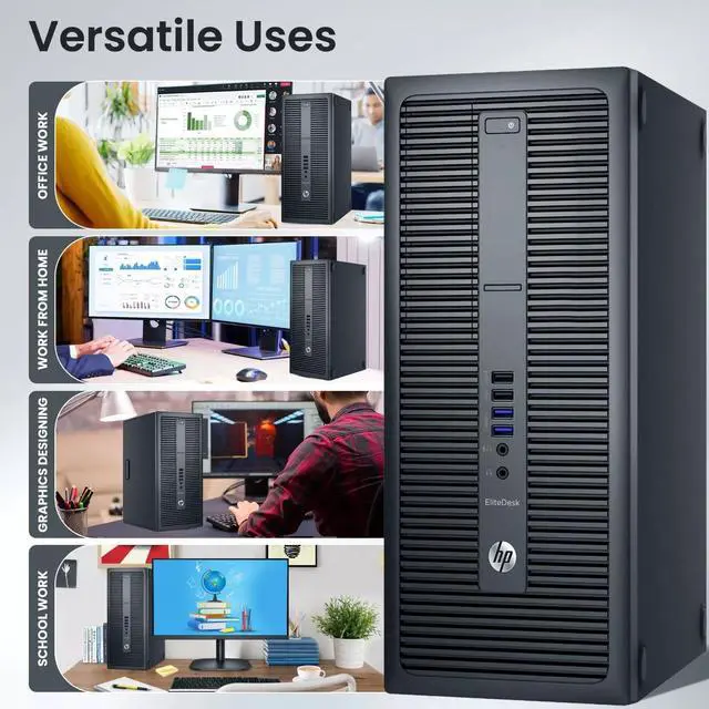 Alt view image 6 of 6 - HP EliteDesk 800 G1 Tower Desktop Computer PC, Intel Quad Core i5-4570 upto 3.60GHz, 8GB DDR3 Ram, 128GB SSD, Built-in Wi-Fi , Keyboard & Mouse, Windows 11 Professional (Refurbished)