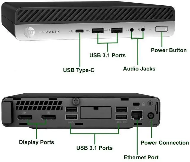 Alt view image 3 of 7 - HP 600 G4 Tiny Desktop Computer PC, Intel Hexa Core i5-8500T upto 3.50GHz, 32GB DDR4 Ram, 512GB NVMe, Built-in Wi-Fi , Wireless Keyboard & Mouse, Windows 11 Professional (Refurbished)