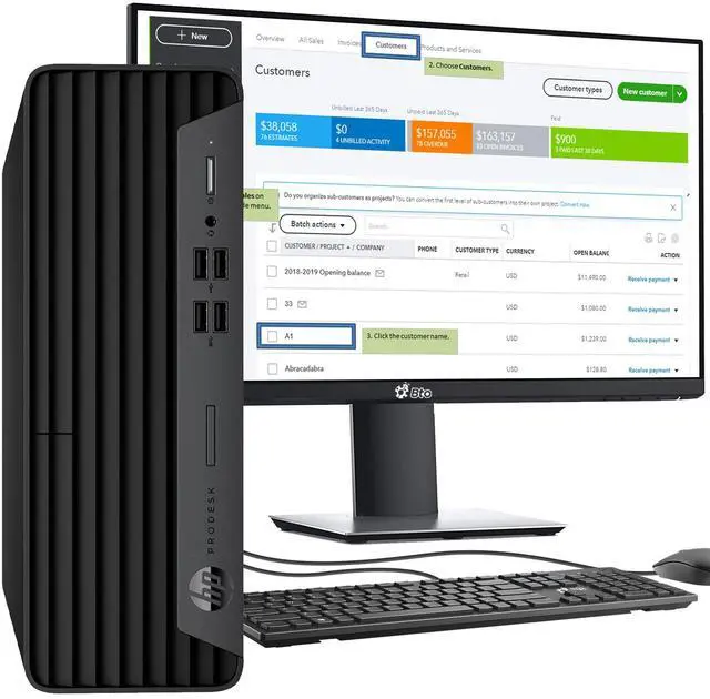 Main image of HP EliteDesk 800 G6 SFF Desktop PC, Intel Hexa Core i5-10500 10th Gen. Processor up to 4.50 GHz, 16GB DDR4 Ram, 512GB Nvme,24 Inch Monitor, Keyboard & Mouse, Wi-Fi, Windows 11 Professional (Renewed)