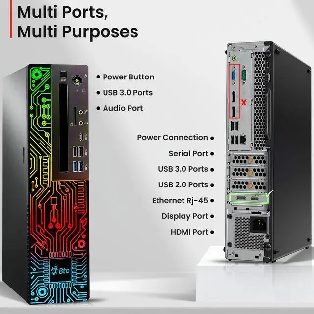 Alt view image 3 of 7 - Lenovo ThinkCentre M920 Desktop SFF Computer PC Intel Hexa Core i5-8500 up to 4.10GHZ, 16GB DDR4 Ram, 1TB NVMe, NVIDIA GT1030,  Wi-Fi + Bluetooth, RGB Keyboard & Mouse, Windows 11 Pro (Refurbished)