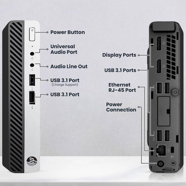 Alt view image 2 of 7 - HP 400 Tiny Desktop Mini Workstation PC Intel Core i5-8500T, 32GB DDR4 Ram, 512GB SSD, Wireless Keyboard & Mouse, 24Inch Monitor, Wi-Fi Adapter, Windows 11 Professional (Renewed)