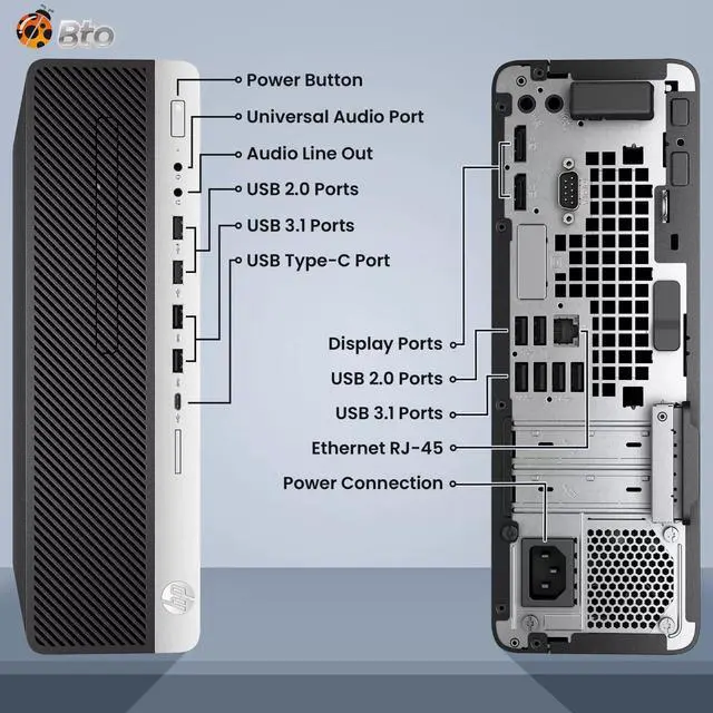 Alt view image 3 of 4 - HP 800 G4 SFF Desktop Computer PC, Intel Quad Core i5-8500 upto 4.10GHz, 32GB DDR4 Ram, 1TB SSD, Built-in Wi-Fi & Bluetooth, Wireless Keyboard & Mouse, Windows 11 Professional (Refurbished)