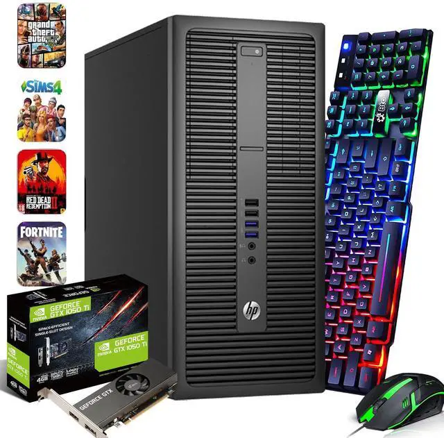 Main image of HP 800 G2 Tower Desktop Computer PC, Intel Quad Core i5-6500 upto 3.60GHz, 32GB DDR4 Ram, 1TB SSD, NVIDIA GeForce GTX 1050Ti, Built-in Wi-Fi & Bluetooth, RGB Keyboard & Mouse, Windows 11 Professional