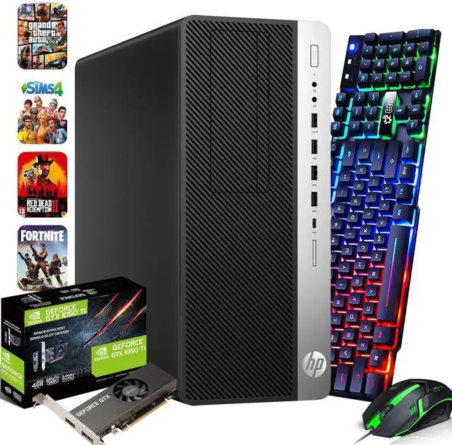 Main image of HP EliteDesk 800 G3 Tower Desktop Computer PC, Intel Quad Core i5-6500 upto 3.60GHz, 16GB DDR4 Ram, 1TB SSD,NVIDIA GeForce GTX 1050Ti, Wi-Fi, RGB Keyboard & Mouse, Windows 11 Professional