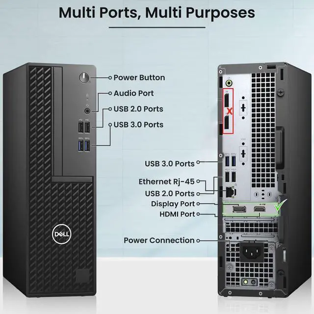 Alt view image 4 of 7 - Dell OptiPlex 3080 SFF Desktop Computer PC Intel Quad Core i5-10500 up to 4.50GHz, 32GB DDR4 Ram,1TB SSD,NVIDIA GeForce GTX 1050Ti, Wi-Fi Adapter, RGB Keyboard & Mouse, Windows 11 Pro (Renewed)