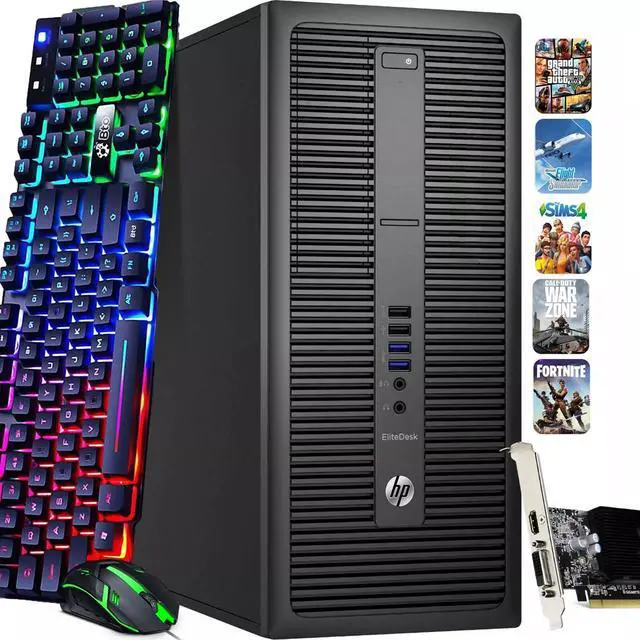 Main image of HP 800 G2 Tower Desktop Computer PC, Intel Core i5-6500 upto 3.60GHz, 16GB DDR4 Ram, 1TB SSD, Nvidia GeForce GTX 1660s, Wi-Fi & Bluetooth, RGB Keyboard & Mouse, Windows 11 Professional (Refurbished)