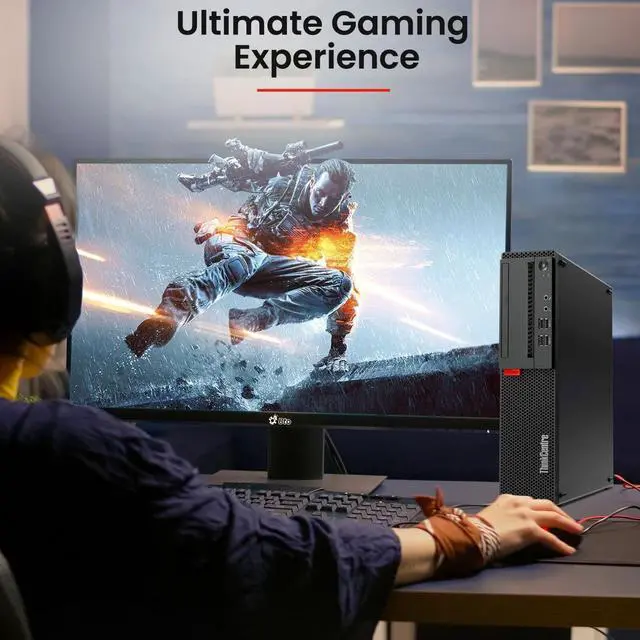 Alt view image 3 of 7 - Lenovo ThinkCentre SFF Desktop Computer PC, Intel Quad Core i5-6500 upto 3.60GHz, 64GB DDR4 Ram, 1TB SSD, 24 Inch Monitor, NVIDIA GeForce GTX 1050Ti, Wi-Fi, RGB Keyboard & Mouse, Windows 11 Pro