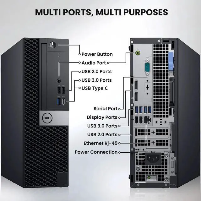 Alt view image 2 of 6 - Dell OptiPlex 5070 SFF Desktop Computer PC Intel Quad Core i5-9500 up to 4.40GHz, 32GB DDR4 Ram, 2TB SSD, Wi-Fi, Wireless Keyboard & Mouse, Windows 11 Pro (Renewed)