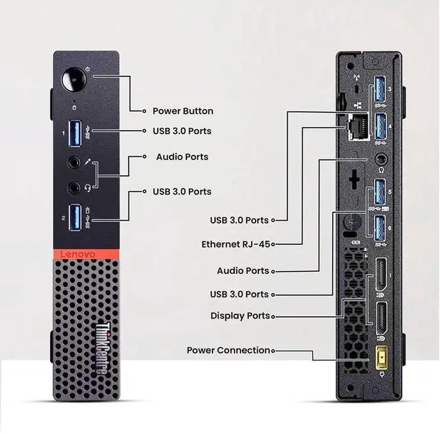 Alt view image 5 of 6 - Lenovo ThinkCentre M900 Mini Computer PC Intel Quad Core i5-6500T, 8GB DDR4 Ram, 128GB SSD, 22 Inch Monitor, Keyboard & Mouse, Wi-Fi, Windows 11 Professional (Renewed)