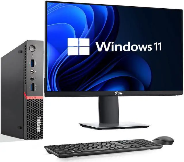 Main image of Lenovo ThinkCentre M900 Mini Computer PC Intel Quad Core i5-6500T, 8GB DDR4 Ram, 128GB SSD, 22 Inch Monitor, Keyboard & Mouse, Wi-Fi, Windows 11 Professional (Renewed)