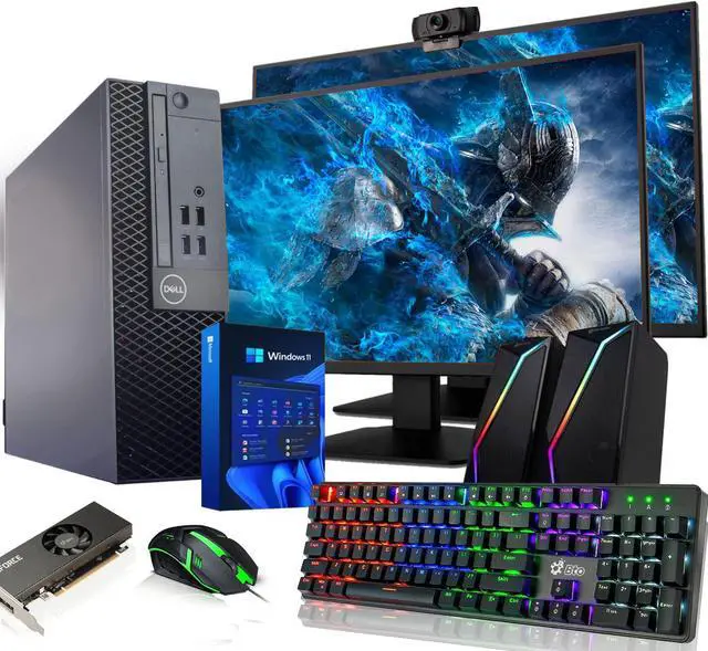 Main image of Dell OptiPlex SFF Gaming Computer PC Intel Quad Core i5-6500 up to 3.60GHz, 16GB DDR4 Ram,256GB SSD,NVIDIA GeForce GTX 1050Ti, Dual 22 Inch Monitor, Wi-Fi, Keyboard & Mouse, Windows 11 Pro (Renewed)