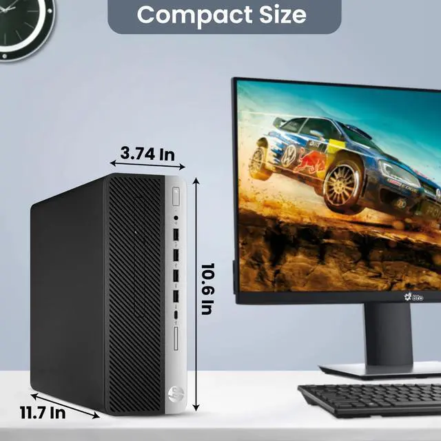 Alt view image 3 of 7 - HP G4 SFF Desktop Computer PC, Intel Hexa Core i5-8500 upto 4.10GHz, 32GB DDR4 Ram, 512GB NVMe, NVIDIA GT1030, Wi-Fi , RGB Keyboard & Mouse, Windows 11 Professional (Refurbished)