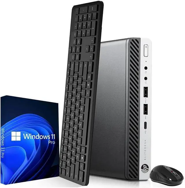 Main image of HP EliteDesk 705 G4 Desktop Computer PC AMD Ryzen 5 Pro 2400GE upto 3.8GHz, 32GB DDR4 Ram 128GB SSD, Wireless Keyboard & Mouse, Wi-Fi, Windows 11 Professional (Renewed)