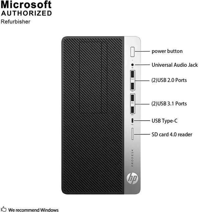 Alt view image 4 of 5 - HP 800 G3 Tower Desktop Computer PC, Intel Quad Core i7-7700 , 32GB DDR4 Ram,1TB SSD, Built-in Wi-Fi & Bluetooth, Wireless Keyboard & Mouse, Windows 11 Professional (Refurbished)