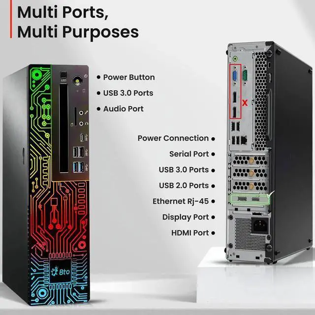 Alt view image 5 of 7 - Lenovo ThinkCentre M920 Desktop SFF Computer PC Intel Hexa Core i5-8500 up to 4.10GHZ, 16GB DDR4 Ram, 1TB SSD, NVIDIA GT1030, Wi-Fi, RGB Keyboard & Mouse, Windows 11 Pro (Refurbished)