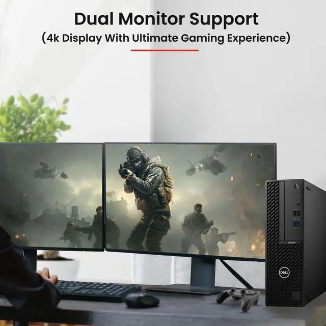 Alt view image 5 of 6 - Restored Dell OptiPlex Gaming Desktop PC SFF, Intel 6 Core i5-10th Gen - 16GB DDR4 RAM, 256GB NVMe SSD, 24"LED - NVIDIA GeForce GT 1030 GDDR5, Gaming KB & Mouse, Wi-Fi, Win 11 Pro (Refurbished)