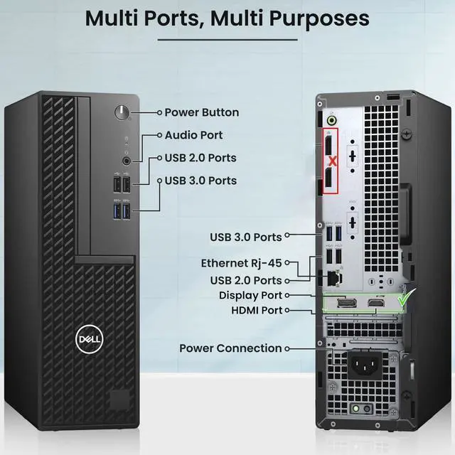 Alt view image 2 of 6 - Restored Dell OptiPlex Gaming Desktop PC SFF, Intel 6 Core i5-10th Gen - 16GB DDR4 RAM, 256GB NVMe SSD, 24"LED - NVIDIA GeForce GT 1030 GDDR5, Gaming KB & Mouse, Wi-Fi, Win 11 Pro (Refurbished)