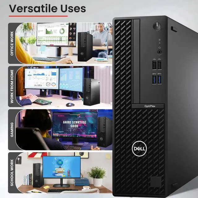 Alt view image 6 of 6 - Restored Dell OptiPlex Gaming Desktop PC SFF, Intel 6 Core i5-10th Gen - 16GB DDR4 RAM, 256GB NVMe SSD, 24"LED - NVIDIA GeForce GT 1030 GDDR5, Gaming KB & Mouse, Wi-Fi, Win 11 Pro (Refurbished)