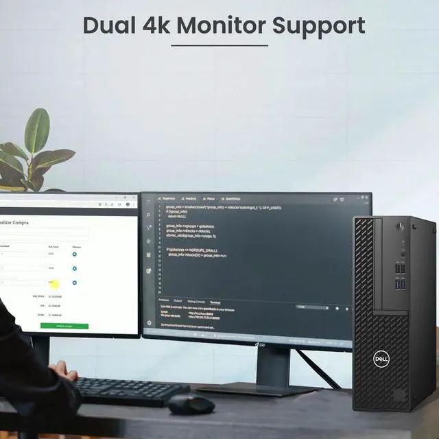 Alt view image 5 of 6 - Restored Dell OptiPlex Desktop Computer SFF - Business Desktop PC, Intel 6 Core i5-10th Gen - 16GB DDR4 RAM, 256GB NVMe SSD - 2x22" LED Monitor - Keyboard & Mouse, Wi-Fi, Win 11 Pro (Refurbished)