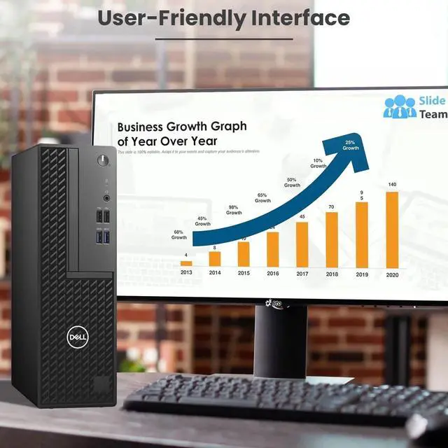 Alt view image 6 of 6 - Restored Dell OptiPlex Desktop Computer SFF - Business Desktop PC, Intel 6 Core i5-10th Gen - 16GB DDR4 RAM, 256GB NVMe SSD - 2x22" LED Monitor - Keyboard & Mouse, Wi-Fi, Win 11 Pro (Refurbished)