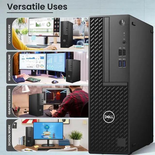 Alt view image 4 of 6 - Restored Dell OptiPlex Desktop Computer SFF - Business Desktop PC, Intel 6 Core i5-10th Gen - 16GB DDR4 RAM, 256GB NVMe SSD - 2x22" LED Monitor - Keyboard & Mouse, Wi-Fi, Win 11 Pro (Refurbished)