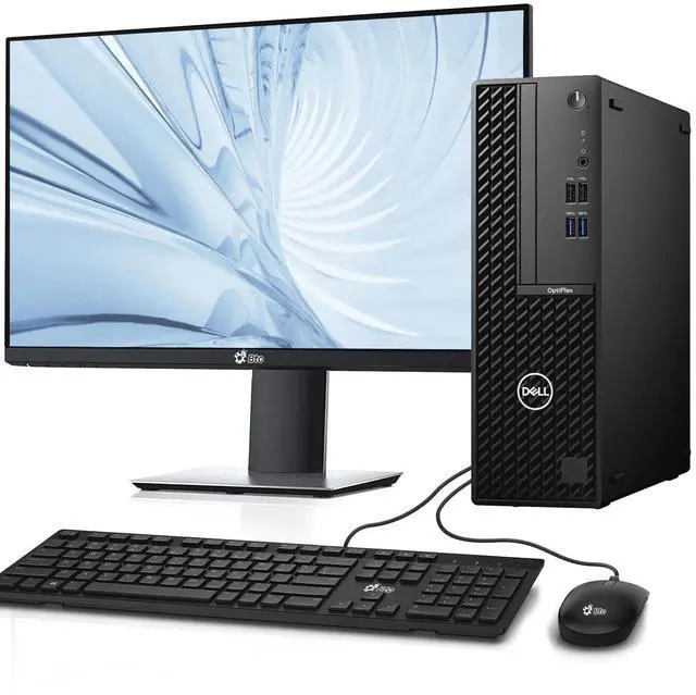 Main image of Restored Dell OptiPlex Desktop Computer SFF - Business Desktop PC, Intel 6 Core i5-10th Gen - 16GB DDR4 RAM, 256GB NVMe SSD - 2x22" LED Monitor - Keyboard & Mouse, Wi-Fi, Win 11 Pro (Refurbished)