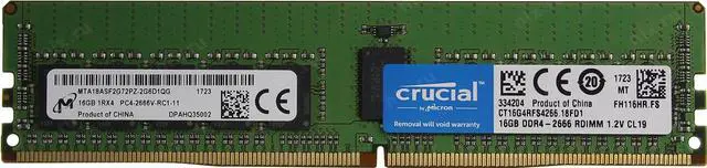 Alt view image 2 of 2 - 32GB 2x16GB DDR4-2666 PC4-21300 1Rx4 ECC Registered Memory