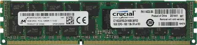 Alt view image 2 of 2 - 32GB 2 x 16GB DDR3-1600 2Rx4 1.35v RDIMM for Servers (Not for desktops or laptops)