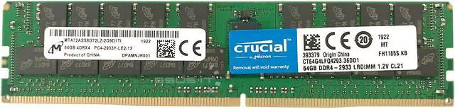 Main image of P00926-B21 - HP Compatible 64GB PC4-23400 DDR4-2933Mhz 4Rx4 1.2v ECC LRDIMM