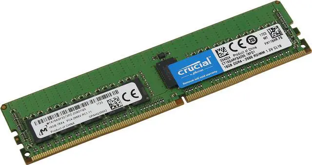 Main image of 32GB 2x16GB DDR4-2666 PC4-21300 1Rx4 ECC Registered Memory