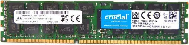 Main image of Crucial Compatible 16GB DDR3 1600MHz 240-pin RDIMM Memory Module