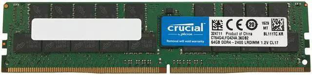 Alt view image 3 of 3 - Supermicro Certified MEM-DR464L-CL02-LR24 Micron 64GB DDR4-2400 ECC LRDIMM