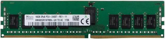 Main image of HMA82GR7AFR8N-UH HYNIX 16GB DDR4 2400 2Rx8 ECC REG PC4-19200 SERVER MODULE