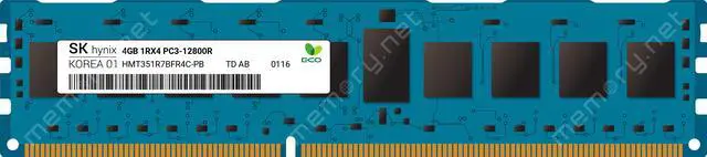 Main image of HMT351R7CFR4C-PB Hynix DDR3 ECC Registered 4GB PC3-12800 Memory * Pulled *
