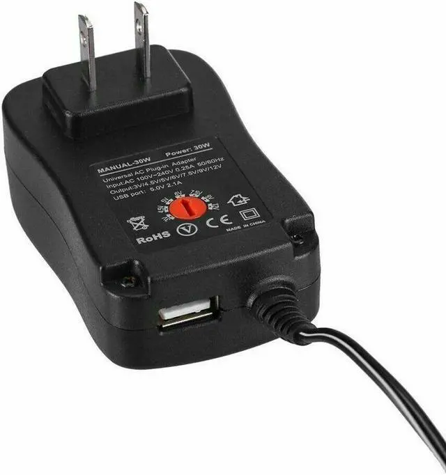 Alt view image 2 of 7 - Easyday 30W Universal AC DC Adjustable 3V 4.5V 5V 6V 7.5V 9V 12V Power Supply Adapter Wall Charger