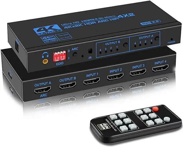 Main image of Easyday HDMI2.0b matrix 4 in 2 out audio separation ARC 4K/60HZ EDID