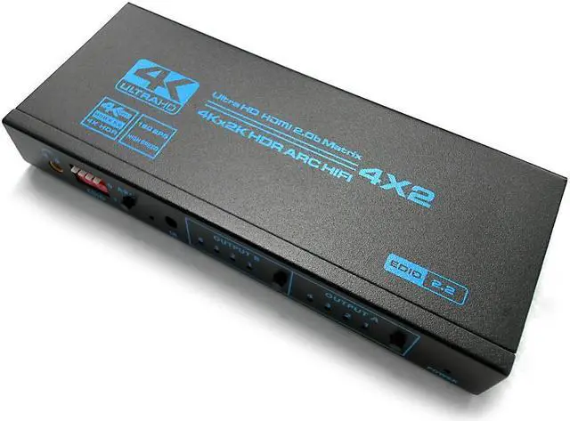 Alt view image 3 of 7 - Easyday HDMI2.0b matrix 4 in 2 out audio separation ARC 4K/60HZ EDID