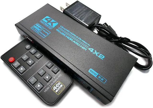 Alt view image 7 of 7 - Easyday HDMI2.0b matrix 4 in 2 out audio separation ARC 4K/60HZ EDID