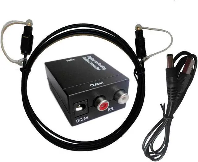 Main image of Digital Optical Coax to Analog RCA L/R Audio Converter Adapter with Fiber Cable USNE_DAC_300CM_USB