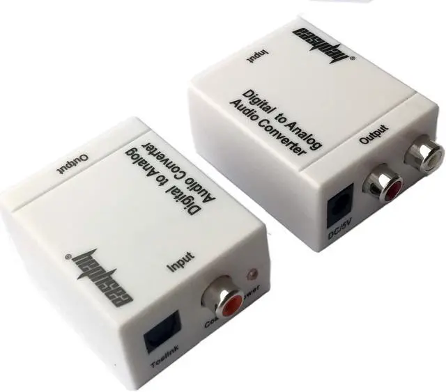 Alt view image 2 of 5 - SPDIF Toslink Optical Coaxial Digital to Analog Audio Converter Adapter RCA L/R USNE_DACWHI_500CM_EU2