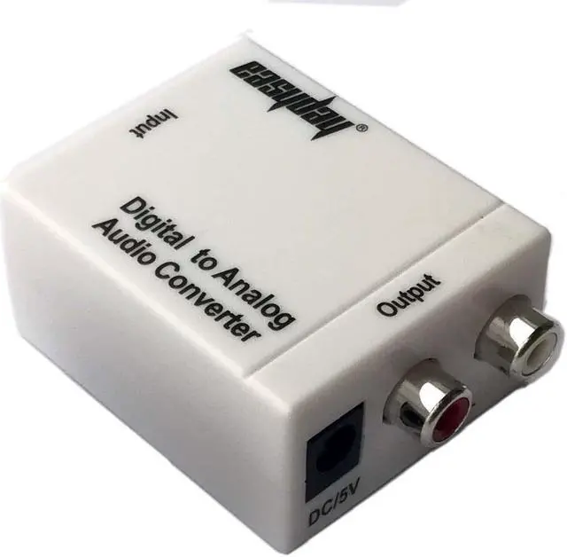 Main image of White Digital Optical Coax to Analog RCA L/R Audio Converter With Fiber Cable
