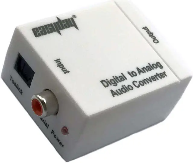 Alt view image 2 of 4 - White Digital Optical Coax to Analog RCA L/R Audio Converter With Fiber Cable
