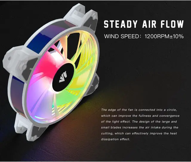 Alt view image 6 of 7 - 120mm Rgb Case Fans with 5V Argb Motherboard Sync,Asiahorse Magic-E Argb Computer Cooling Pc Case Fan Addressable Rgb Color Changing Led Fan with Remote Control (3Pack white)