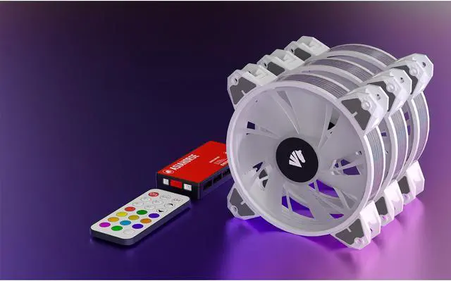 Alt view image 7 of 7 - Asiahorse  Magic-i 120 V2 Addressable RGB 3 in 1 Transparent Light Frame Fan, Individually Customizable LEDS, Air Balance Curve Blade Design with Remote Control Sync & 5VARGB Motherboard (3Pack black)