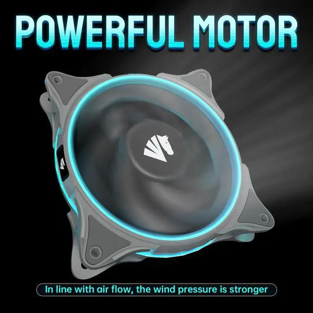 Alt view image 6 of 7 - Asiahorse FS-9001 120mm Triple Light Loop Silent 20 LED Addressable RGB Fan with 5V Motherboard Sync/Analog PWM Controller (3 pack)-Grey