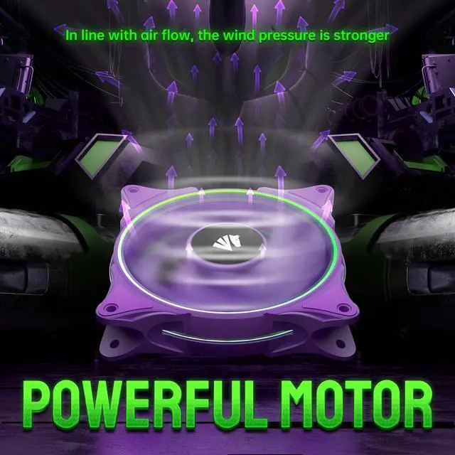 Alt view image 5 of 7 - Asiahorse FS-9001 120mm Triple Light Loop Silent 20 LED Addressable RGB Fan with 5V Motherboard Sync/Analog PWM Controller (Purple 3 pack )