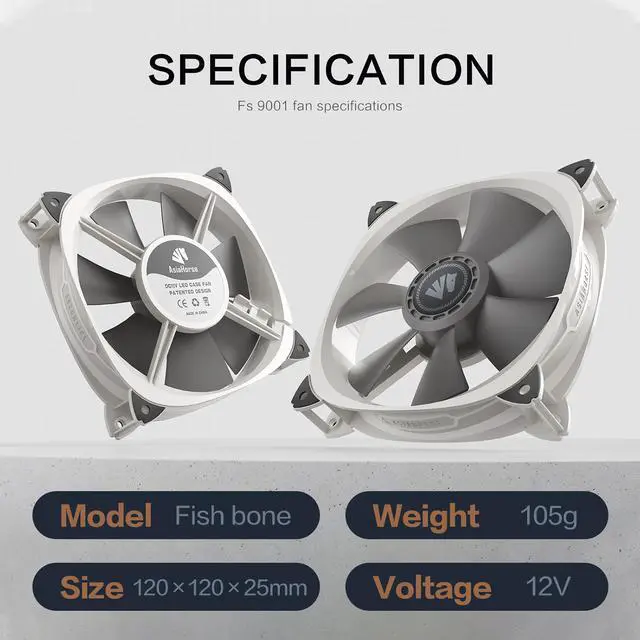 Alt view image 2 of 7 - Asiahorse Fish-Bone Pwm Case Fans With A 1-To-4 Port Exquisite Splitter,120mm Quiet Computer Cooling PC Fans (3pack Grey)